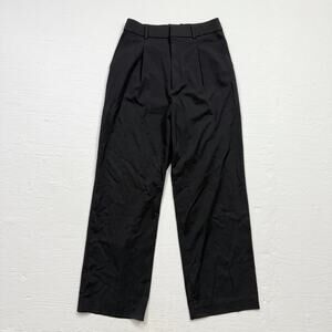 Uniqlo Black High-Waisted Pleated Wide-Leg Trousers, Size Small